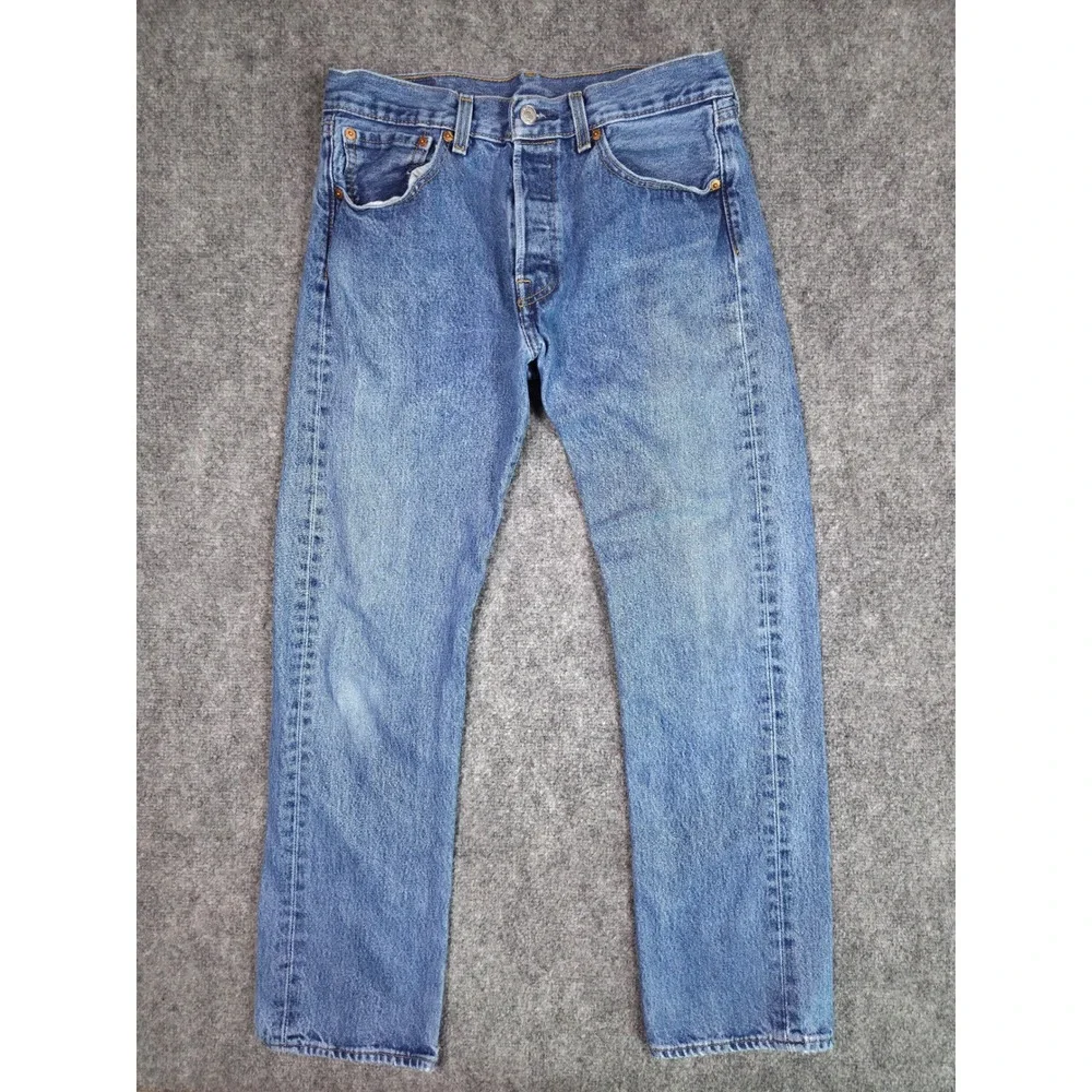 Levi's 501 Original Fit Jeans Mens 31x30 Blue Medium Wash Straight Leg Denim